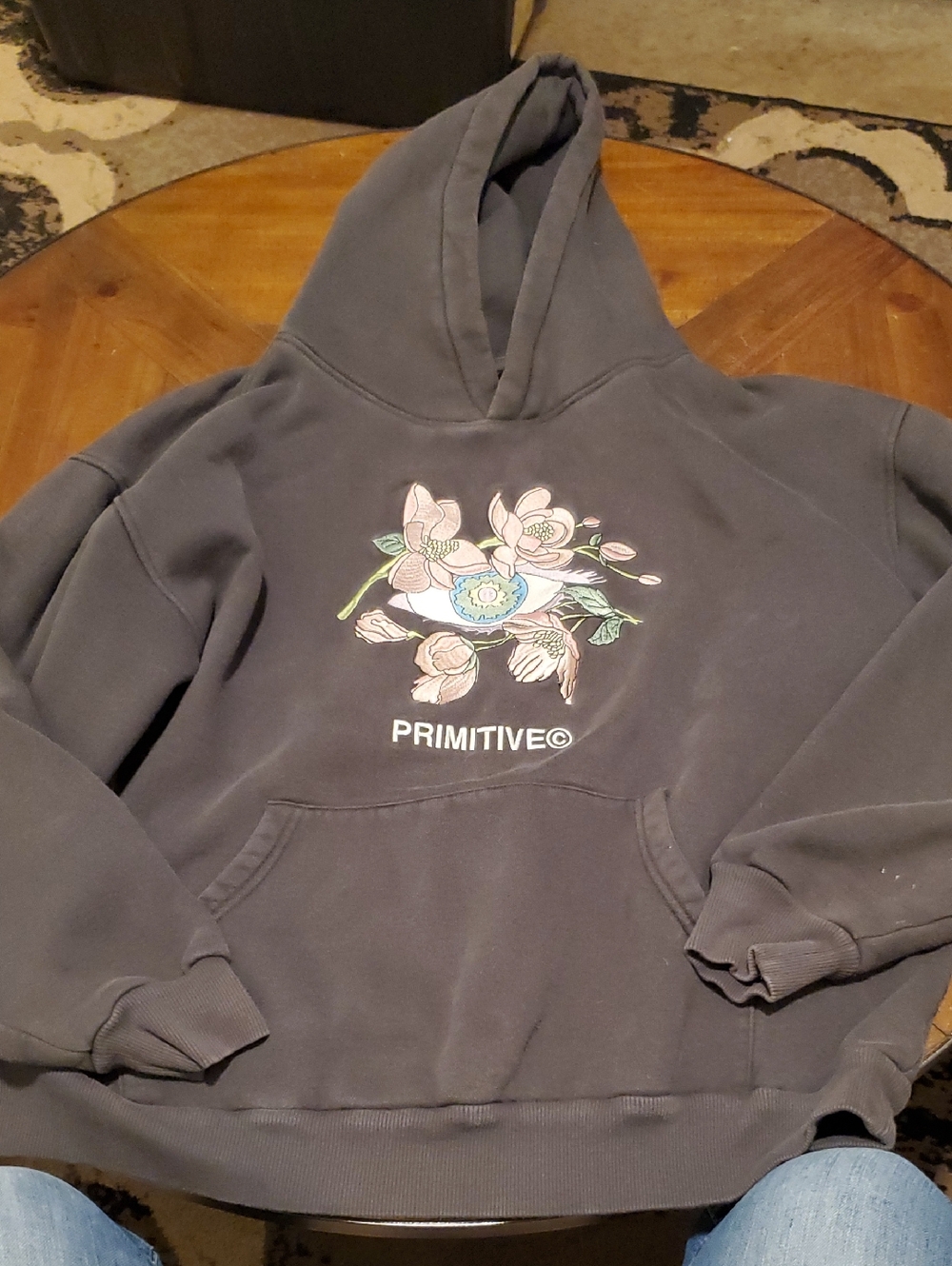 Primitive Women's Green Floral Logo Hoodie with Pink & Blue Accents